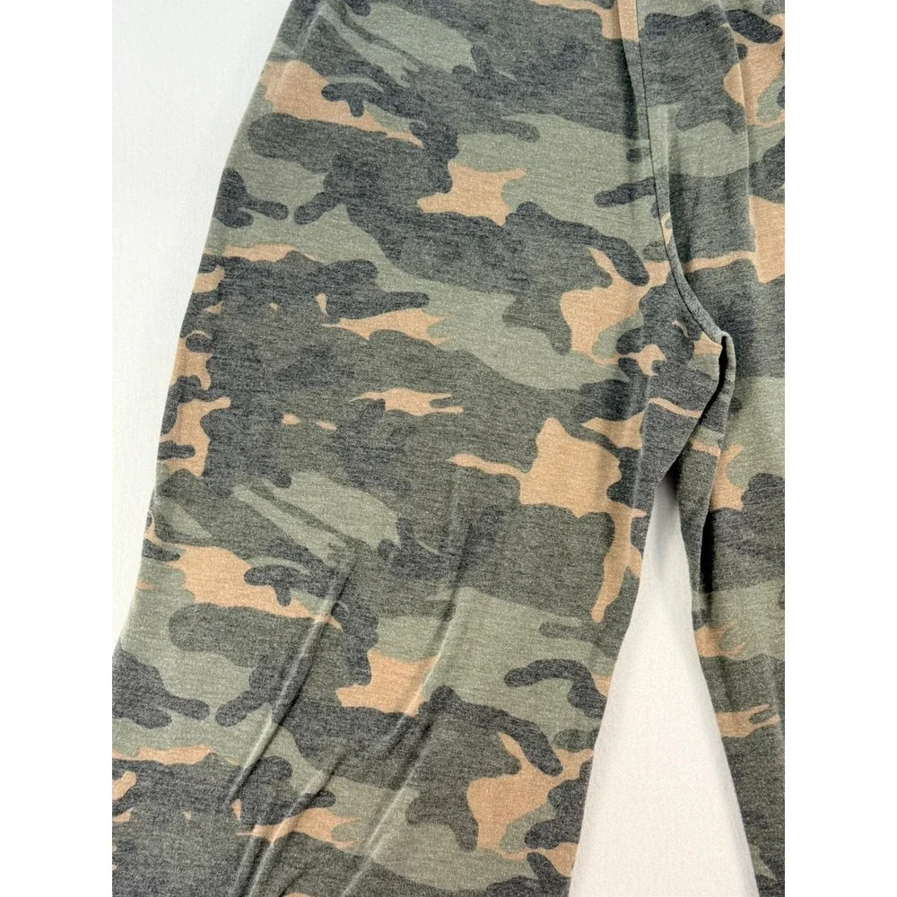 7th Ray Camo Wide Leg Lounge Pants Green Camouflage Side Slit Large P-3585